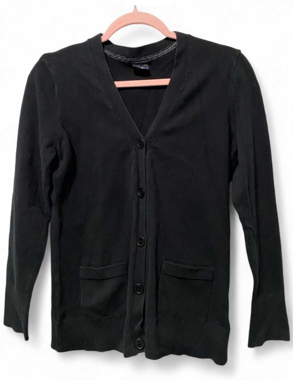 Vintage Y2K Whimsygoth Dark Academia Comfy Black Cotton Blend Cardigan